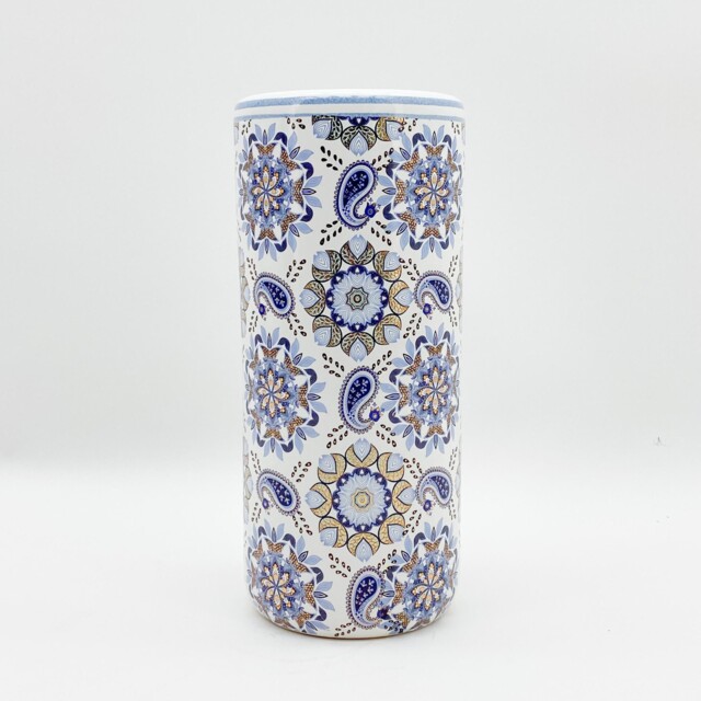 Umbrella Stand 18 Inch Decorative Hallway Floor Holder Metal Vase Blue