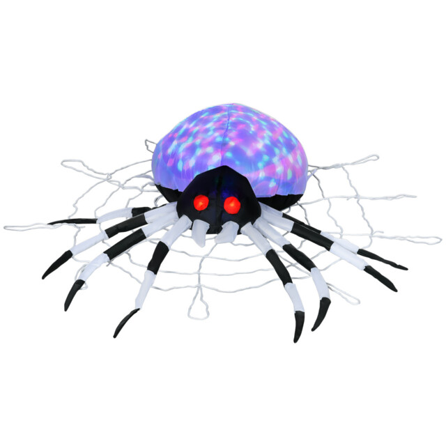 Homcom 5ft Inflatable Halloween Spider With Led Lights, Outdoor Ip44,