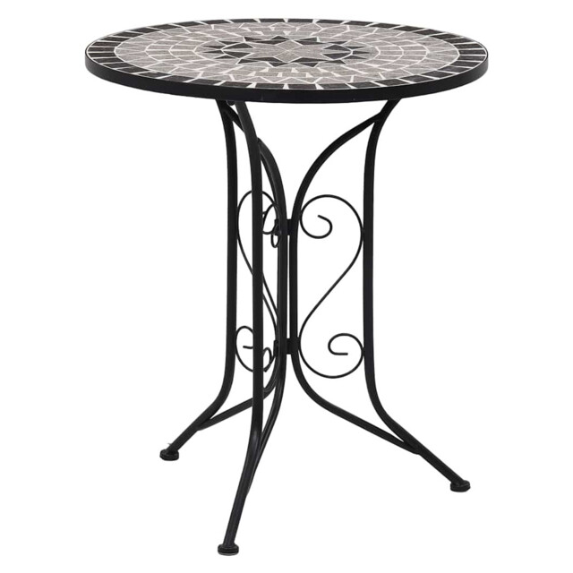 Mosaic Bistro Table Grey 60cm Diameter Ceramic Powder-coated Iron