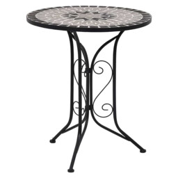 Mosaic Bistro Table Grey 60cm Diameter Ceramic Powder-coated Iron