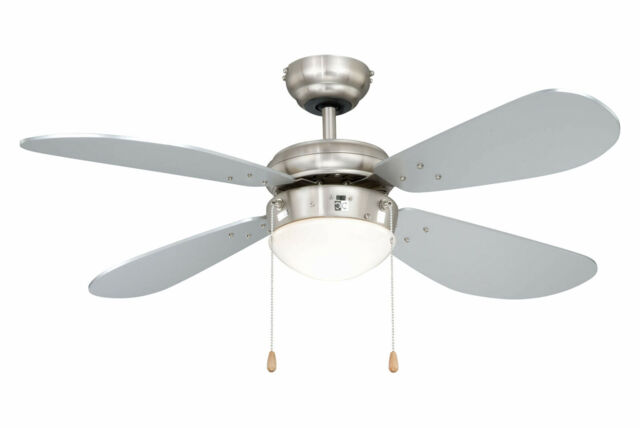 "Ceiling Fan Light With Pull Cord Classic Nickel Fan 105 Cm 42"" Living"