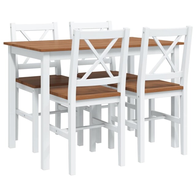 Dining Set 5 Piece Dining Room Kitchen Table And Chair Set White/brown