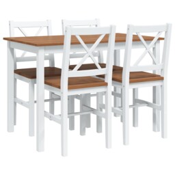 Dining Set 5 Piece Dining Room Kitchen Table And Chair Set White/brown