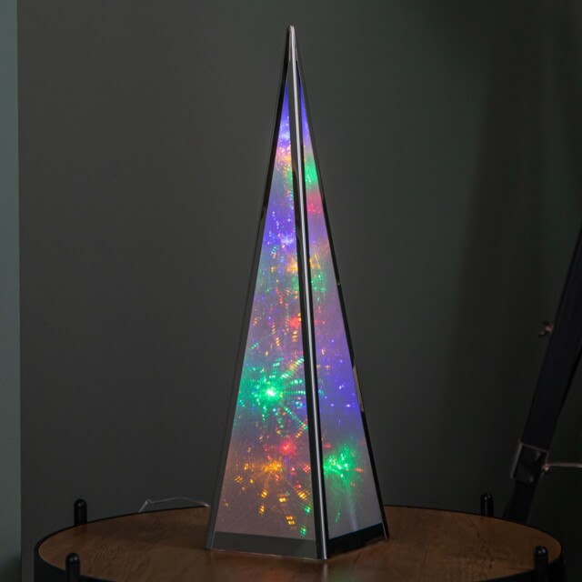 Premier Christmas 45cm Holographic Pyramid With Multi Colour Led