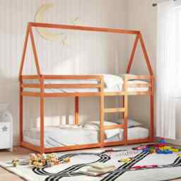 Bunk Bed With Roof Wax Brown 90x200 Cm Solid Wood Pine Vidaxl
