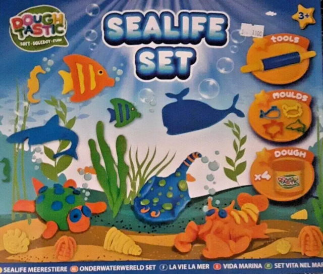 Dough Tastic Sealife Set 4 X Pots Of Dough Tools Mouldsi 3+ Gifts Toy