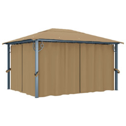 Gazebo With Curtain 400x300 Cm Taupe Aluminium Vidaxl