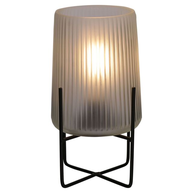 Hestia Battery Operated Glass Lamp With Stand Frosted White 12.5cm X