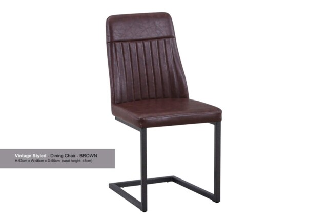 Vintage Brown Leather Dining Chair (pack Of Two)