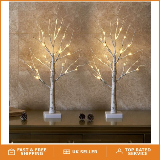 Charming 2-pack Birch Twig Tree Lights With Flexible Branches - 24