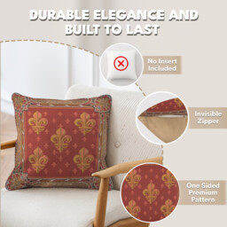 Lys Flower In Red Jacquard French Tapestry Cushion Pillow Covers 19x19