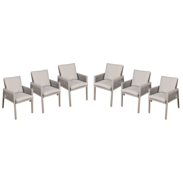 Garden Dining Chairs & Cushions, Set Of 6, Fusion - Light Grey