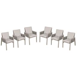Garden Dining Chairs & Cushions, Set Of 6, Fusion - Light Grey