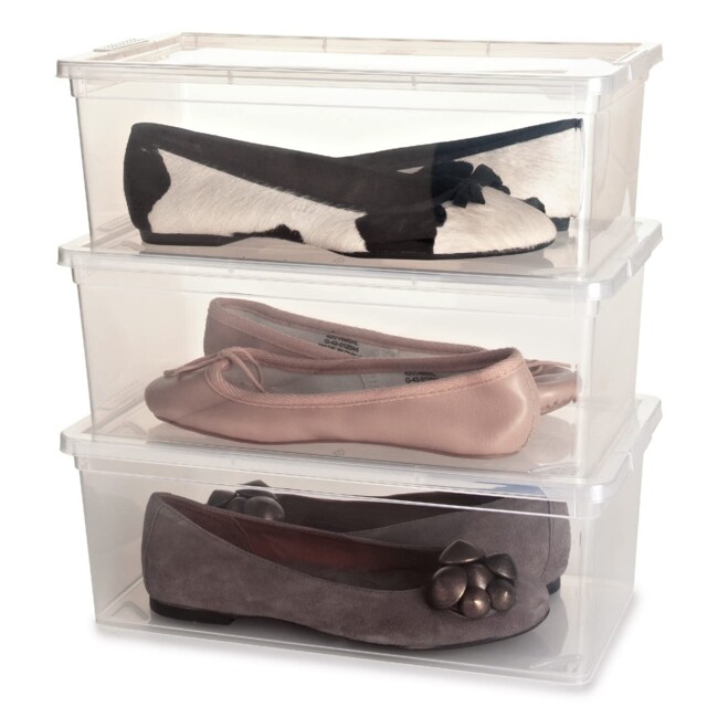 Lakeland Ladies Transparent Shoe Organiser Lidded Storage Boxes - 8,