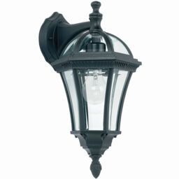 Ip44 Outdoor Wall Light Matt Black & Glass Traditional Lantern Down