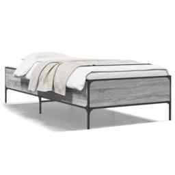 Bed Frame Grey Sonoma 90x190 Cm Single Engineered Wood And Metal