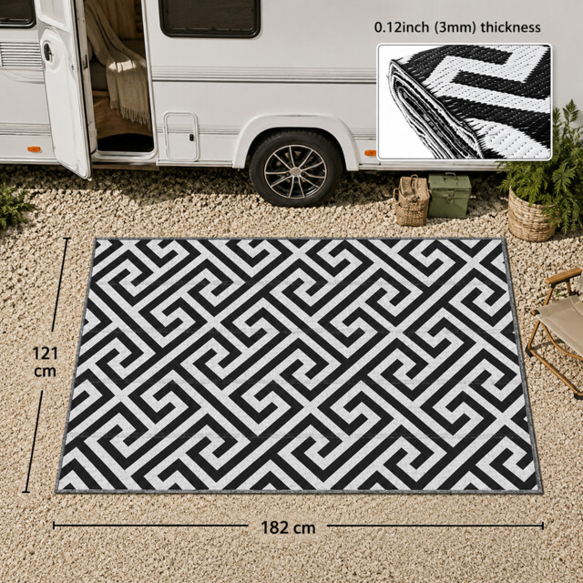 Outsunny 152x243cm Reversible Outdoor Rug Portable Plastic Straw Rv