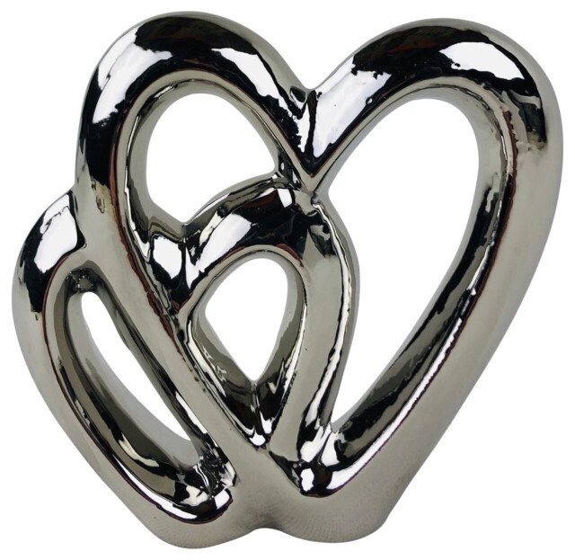 Sil Interiors Silver Double Heart Ornament One Size,
