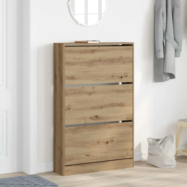 Shoe Cabinet Artisan Oak 80 X 21 X 125.5 Cm Engineered Wood Vidaxl