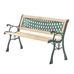 Garden Bench Outdoor Wooden 3 Seater Cross Lattice Cast Iron Leg Patio