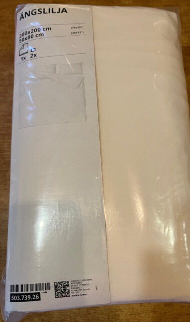 Ikea Angslilja Double Duvet Cover & Pillow Cases 200x200cm White