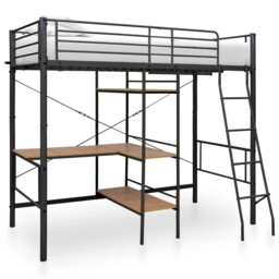 Bunk Bed With Table Without Mattress Grey Metal 90x200 Cm Vidaxl