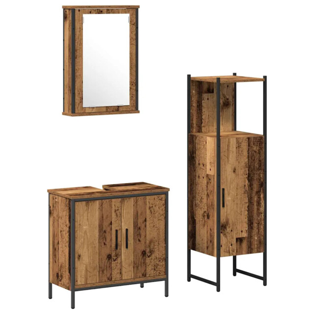 Bathroom Furniture Set 3 Piece Sink Cabinet Cupboard Engineered Wood