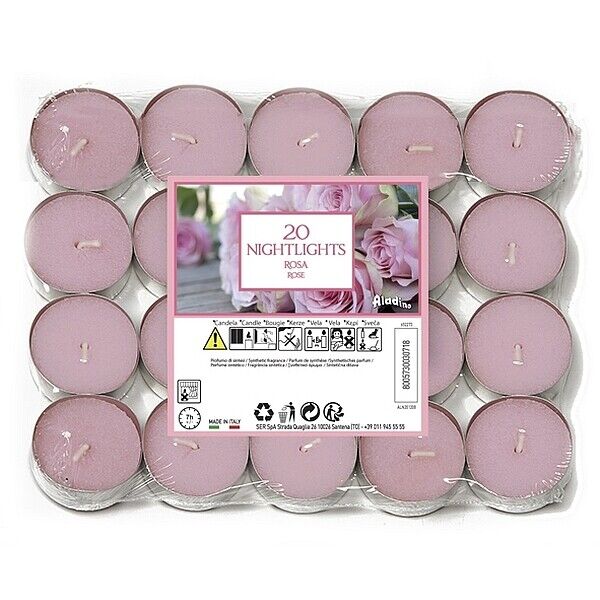 Prices Candles Aladino Tea Lights 20 In A Pack - Rose