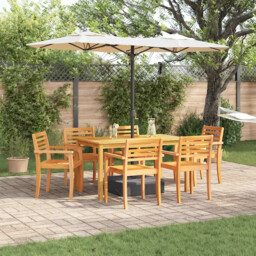 Garden Dining Set 7 Pcs Brown Solid Acacia Wood Vidaxl