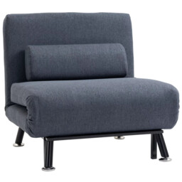 Single Folding 5 Position Convertible Sleeper Chair Sofa Bed Black