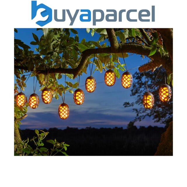 10 X Smart Garden Solar Hanging Lantern Cool Flame Led String Lights