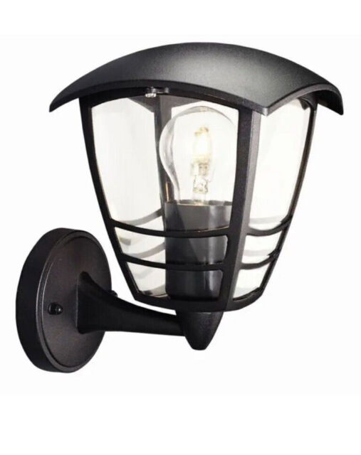 4 X Philips 15380/30/16 Creek Black Outdoor Up Lantern Wall Light