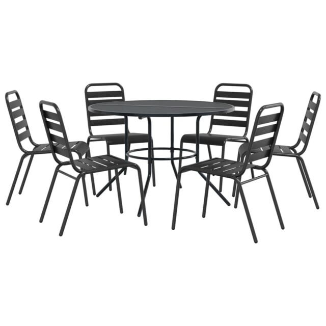 Stackable Garden Chair Set Patio Chair Anthracite Powder-coated Steel