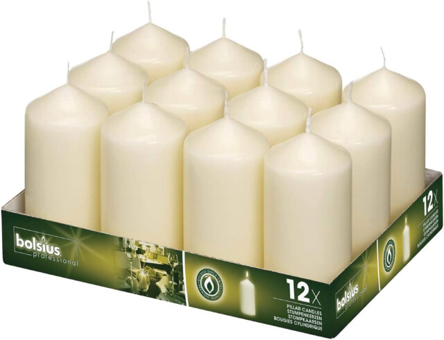 Bolsius Tall Pillar Candles 120 Mm (pack Of 12), Ivory, Size: 58(dia)