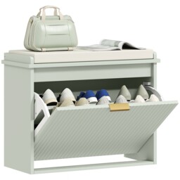 Homcom Shoe Storage Bench With Cushion And Flip-drawer 62x26x47.5cm