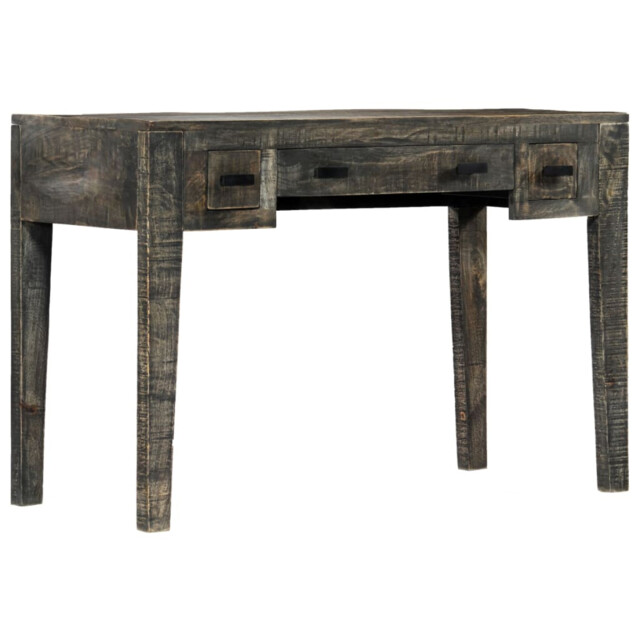 Desk Solid Mango Wood Black 110x50x75cm 3 Drawer Vintage Polished