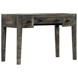 Desk Solid Mango Wood Black 110x50x75cm 3 Drawer Vintage Polished
