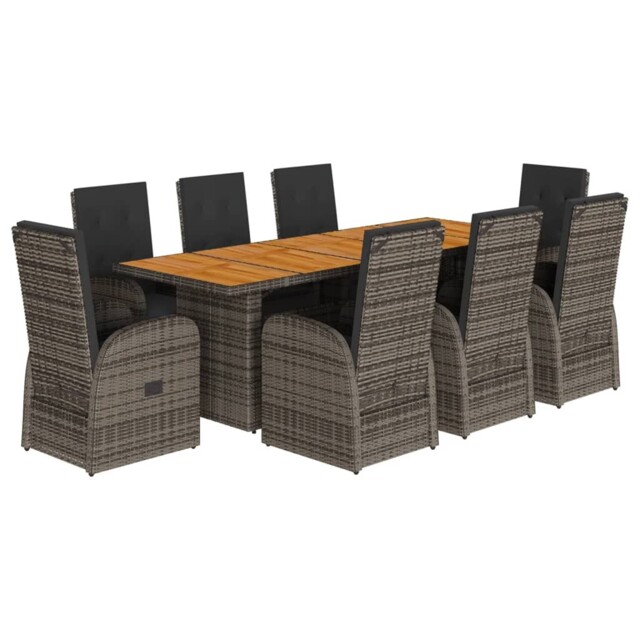 Garden Dining Set With Cushions Table And Chair Set Grey Poly Rattan