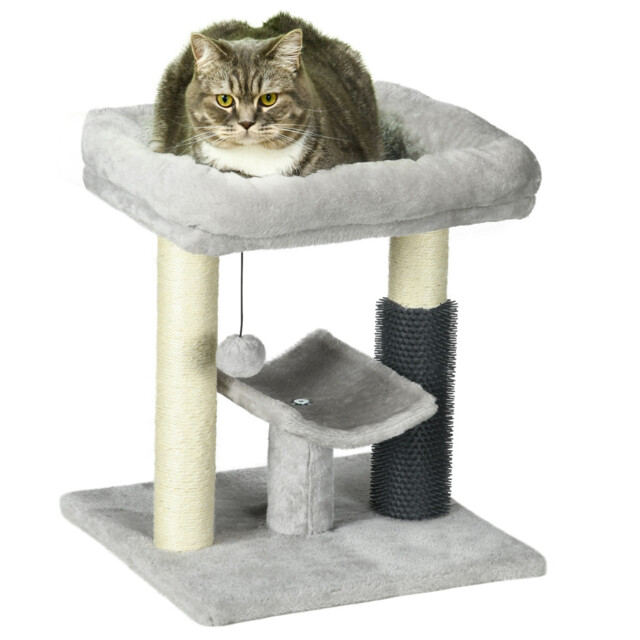 Pawhut Small Cat Tree Tower With Scratching Posts, Bed, Perch & Self