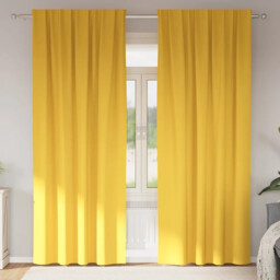 Curtains With Curtains 2 Pcs Mustard Yellow Polyester Vidaxl