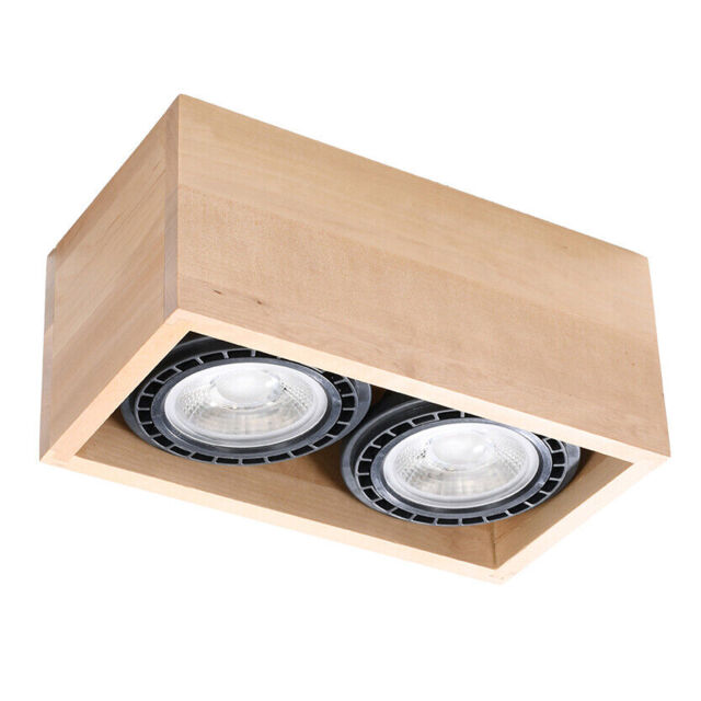 Indoor Ceiling Lamp Quatro 2 Natural Wood Gu10 Led Sollux Lighting