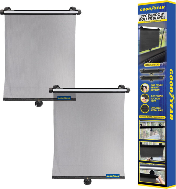 Goodyear 2-piece Window Roller Blinds - Adjustable & Easy-to-install -