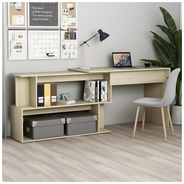 Desk 200x50x76cm Sonoma Oak Engineered Wood Minimalist Home Office
