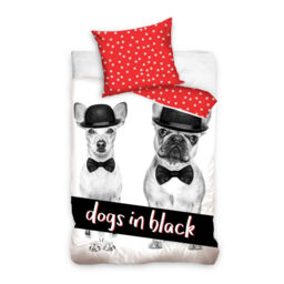 Home Line Dogs In Black Youth Bedding Single Bed Duvet Cover Set 100%