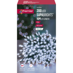200 Led Premier Supabrights White (green Cable) String Lights