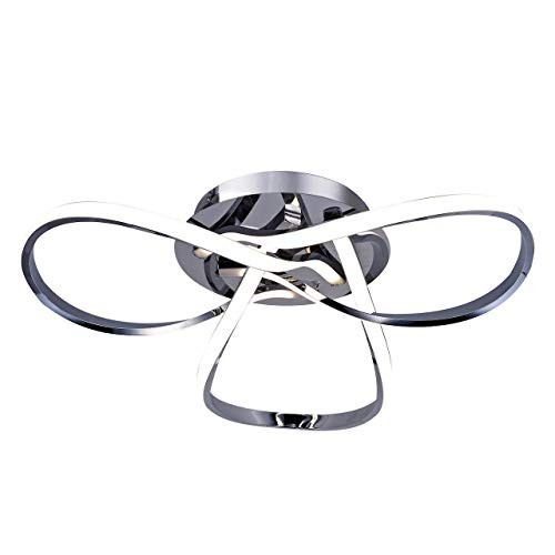 Aurolite Al1016d Contemporary Led Chrome Semi Flush Ceiling Light, 36w