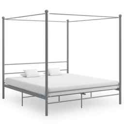 Canopy Bed Frame Grey Metal 180x200 Cm Super King Vidaxl