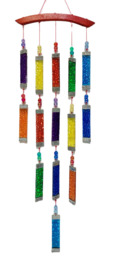 Rainbow Glass Wind Chime Suncatcher Multicolours With Patterned Glass