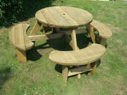 Buy 3no Winchester Picnic Table 8 Seats Round Pub Bench Garden
