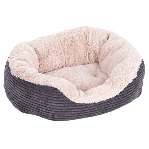 Rosewood Grey Jumbo Cord/plush Oval Dog Bed, Small Assorted Size Names